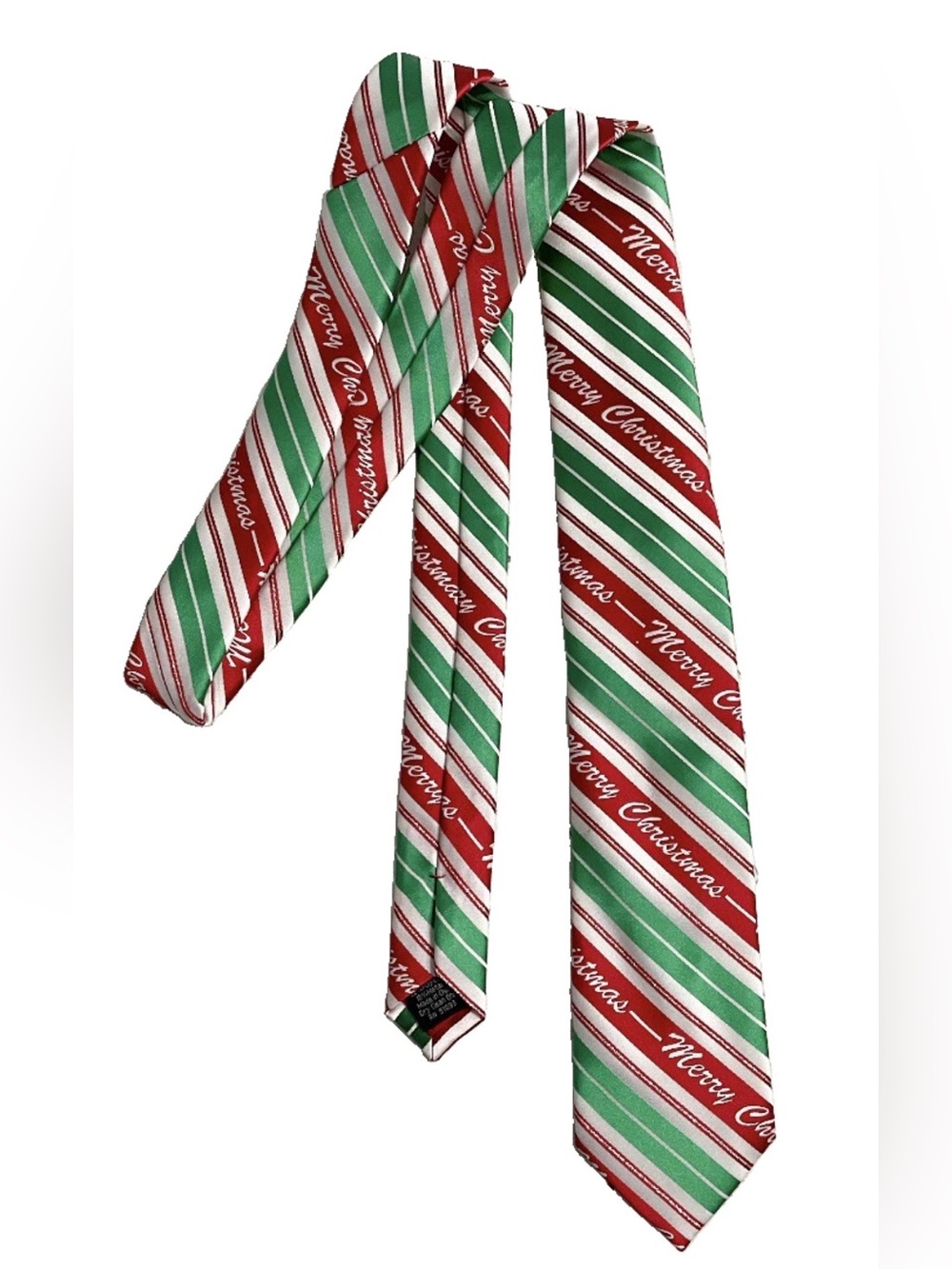 Holiday Traditions Merry Christmas Novelty Necktie Red Green Striped Tie